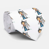 Strichmännchen-Cowgirl mit Pferdet-shirts Krawatte (Gerollt)