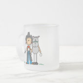 Strichmännchen-Cowgirl mit Pferdet-shirts Mattglastasse (Vorderseite Links)