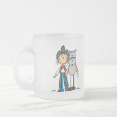 Strichmännchen-Cowgirl mit Pferdet-shirts Mattglastasse (Links)