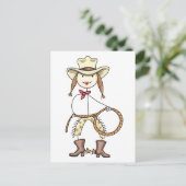 Strichmännchen Cowgirl Postkarte (Stehend Vorderseite)