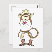Strichmännchen Cowgirl Postkarte (Vorne/Hinten)