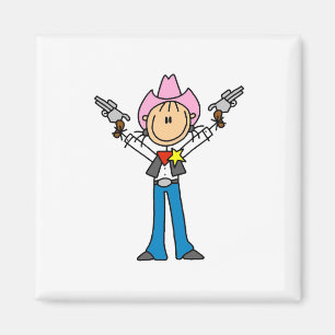 Strichmännchen-Cowgirl-Sheriff-Magnet Magnet