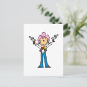 Strichmännchen Cowgirl Sheriff Tshirts Postkarte (Stehend Vorderseite)