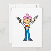 Strichmännchen Cowgirl Sheriff Tshirts Postkarte (Vorne/Hinten)