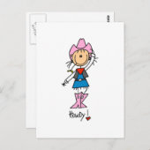 Strichmännchen Cowgirl T - Shirt und Geschenke Postkarte (Vorne/Hinten)