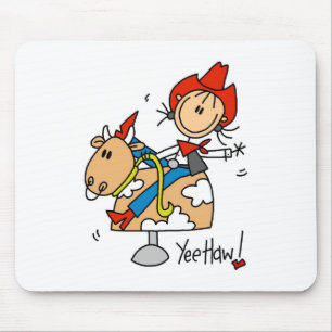 Strichmännchen-Cowgirl Yee Haw Mousepad