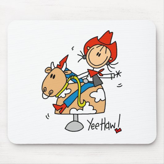 Strichmännchen-Cowgirl Yee Haw Mousepad (Vorne)