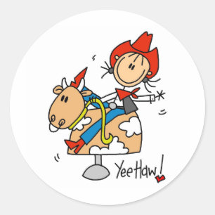 Strichmännchen Cowgirl Yee Haw Stickers