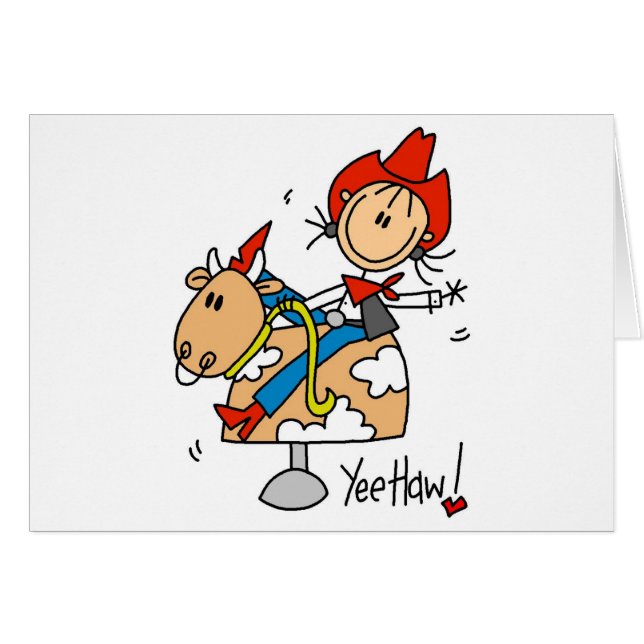 Strichmännchen-Cowgirl Yee Haw-T-Shirts und (Vorderseite (Horizontal))