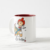 Strichmännchen-Cowgirl Yee Haw-Tasse Zweifarbige Tasse (Vorderseite Links)