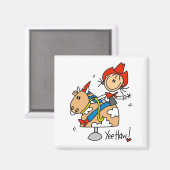 Strichmännchen Cowgirl Yee Haw Tshirts und Geschen Magnet (Vorderseite/Rückseite)