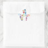 Strichmännchen Crayons Lehrer Tshirts und Geschenk Runder Aufkleber (Tasche)