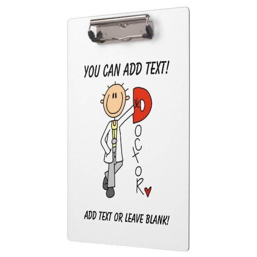 Strichmännchen D ist für Doktor Clipboard Klemmbrett (Links)