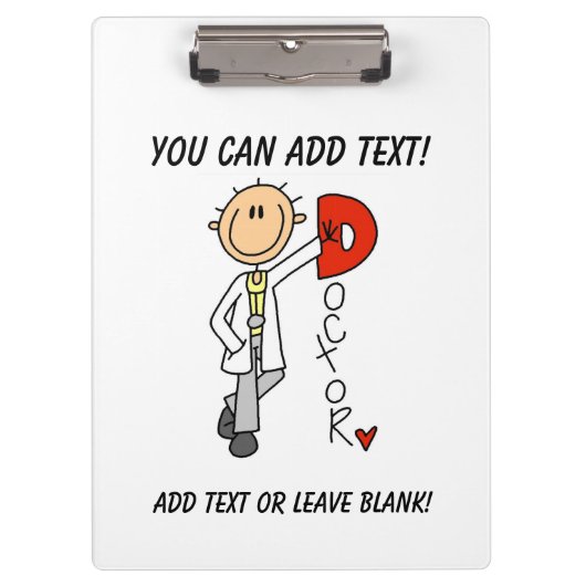 Strichmännchen D ist für Doktor Clipboard Klemmbrett (Vorderseite)