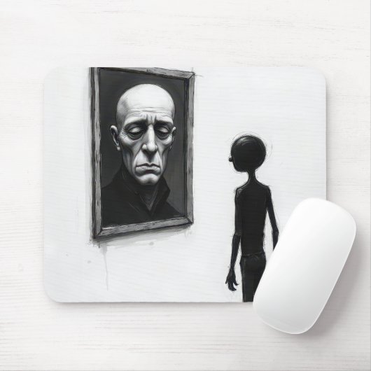 Strichmännchen, das ein Porträt eines kahlen Manne Mousepad (Mit Mouse)