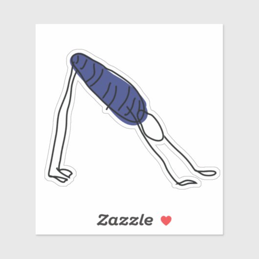 Strichmännchen, das Yoga vor dem Hund praktiziert Aufkleber (Blatt)