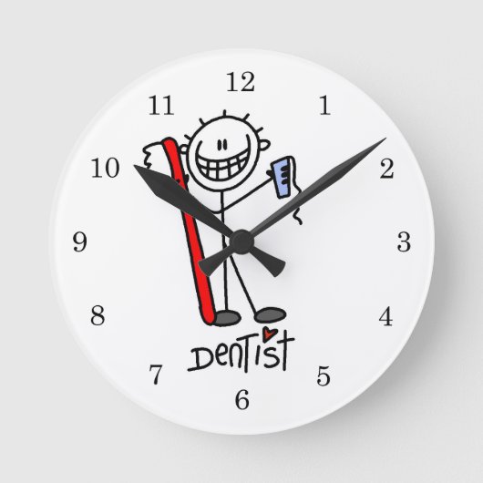 Strichmännchen Dentist Runde Wanduhr (Vorderseite)