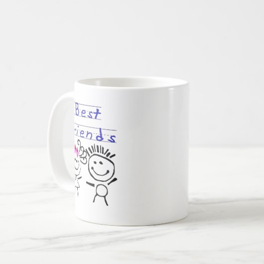 Strichmännchen der besten Freunde Kaffeetasse (Vorderseite Links)