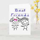 Strichmännchen der besten Freunde Karte (Gelbe Blume)