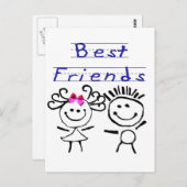 Strichmännchen der besten Freunde Postkarte (Vorne/Hinten)