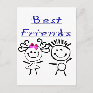 Strichmännchen der besten Freunde Postkarte