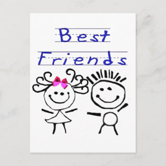 Strichmännchen der besten Freunde Postkarte