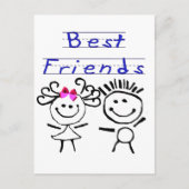 Strichmännchen der besten Freunde Postkarte (Vorderseite)