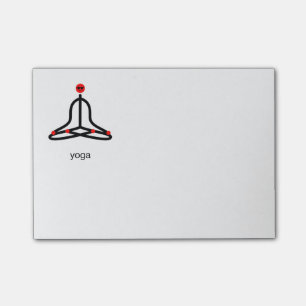 Strichmännchen der Lotosyoga-Pose mit Yogatext Post-it Klebezettel