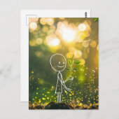 Strichmännchen der Weißen Linie, Postüberquerung Postkarte (Vorne/Hinten)