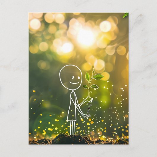 Strichmännchen der Weißen Linie, Postüberquerung Postkarte (Vorderseite)