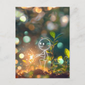 Strichmännchen der Weißen Linie, Postüberquerung Postkarte (Vorderseite)