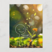 Strichmännchen der Weißen Linie, Postüberquerung Postkarte (Vorderseite)