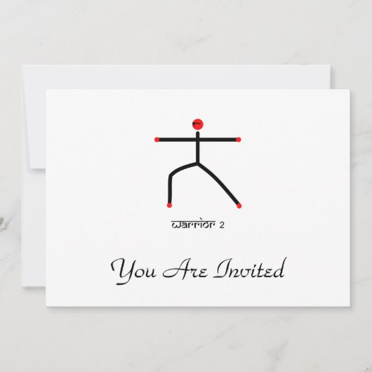 Strichmännchen des Kriegers 2 Yoga Pose & Sanskrit Einladung (Vorderseite)