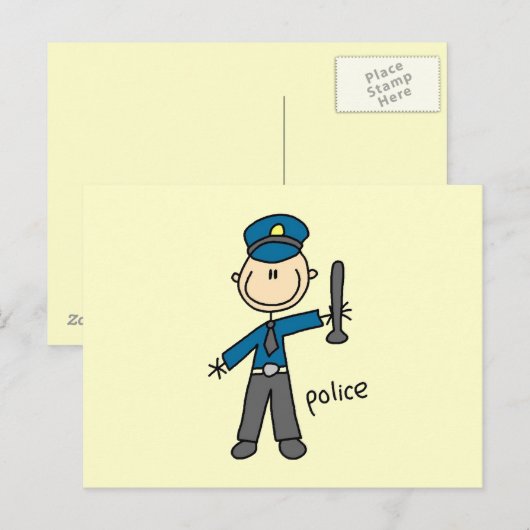 Strichmännchen des Polizeibeamten Postkarte (Vorne/Hinten)