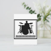 Strichmännchen DRUMMER Postkarte (Stehend Vorderseite)