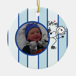Strichmännchen-Eis-Skaten-Foto-Verzierung Keramikornament