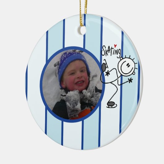 Strichmännchen-Eis-Skaten-Foto-Verzierung Keramikornament (Links)