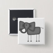 Strichmännchen-Elefant-T-Shirts und Geschenke Button (Vorne & Hinten)