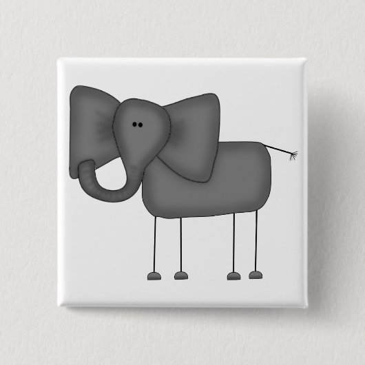 Strichmännchen-Elefant-T-Shirts und Geschenke Button (Vorderseite)