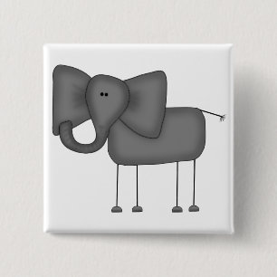 Strichmännchen-Elefant-T-Shirts und Geschenke Button