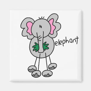 Strichmännchen-Elefant-T-Shirts und Geschenke Magnet