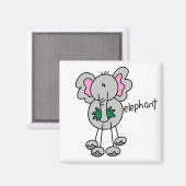 Strichmännchen Elephant Tshirts und Geschenke Magnet (Vorderseite/Rückseite)