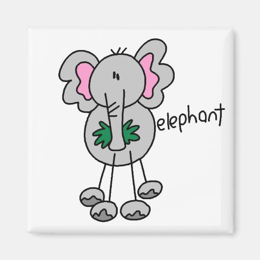 Strichmännchen Elephant Tshirts und Geschenke Magnet (Vorne)