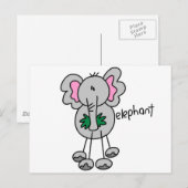 Strichmännchen Elephant Tshirts und Geschenke Postkarte (Vorne/Hinten)