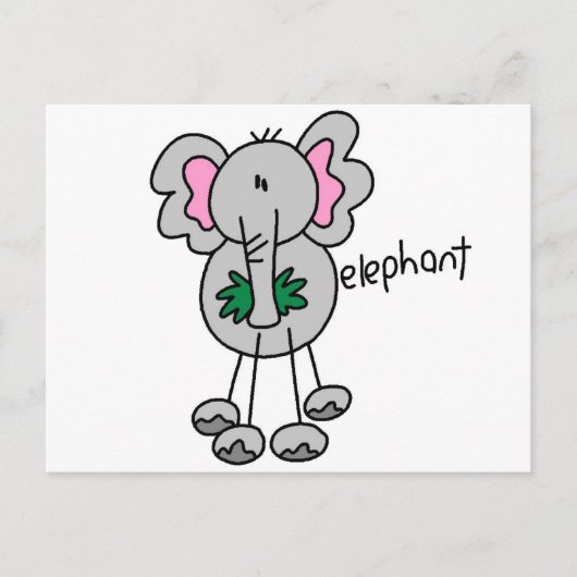 Strichmännchen Elephant Tshirts und Geschenke Postkarte (Vorderseite)