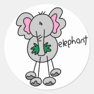 Strichmännchen Elephant Tshirts und Geschenke Runder Aufkleber