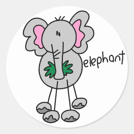 Strichmännchen Elephant Tshirts und Geschenke Runder Aufkleber (Vorderseite)