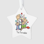 Strichmännchen Eltern, 2 Girls Holiday Ornament (Vorderseite)