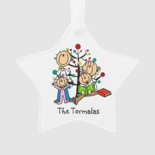 Strichmännchen Eltern, 2 Girls Holiday Ornament