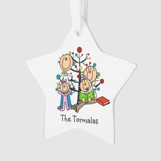 Strichmännchen Eltern, 2 Girls Holiday Ornament (Vorderseite)